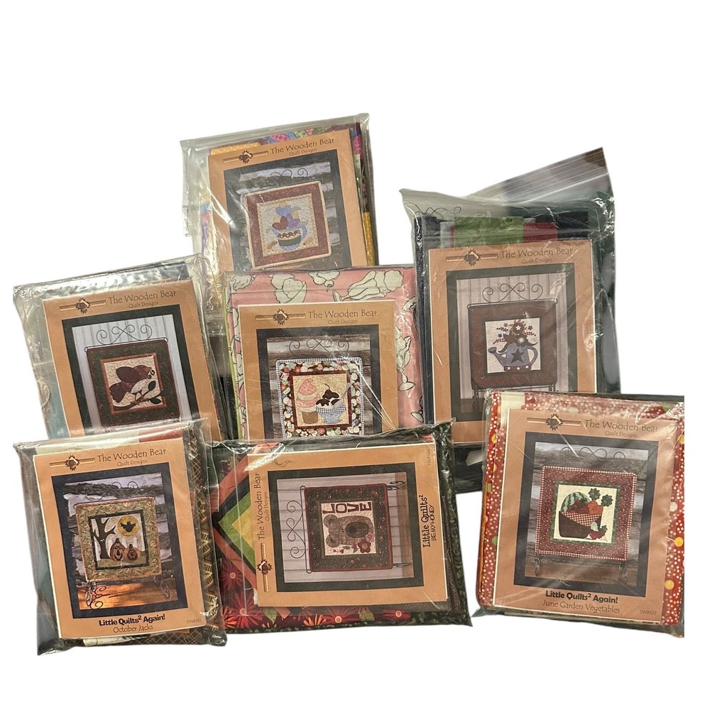 7 The Wooden Bear Little Quilts Squared Patterns Lot Seasonal Folk Art Quilt